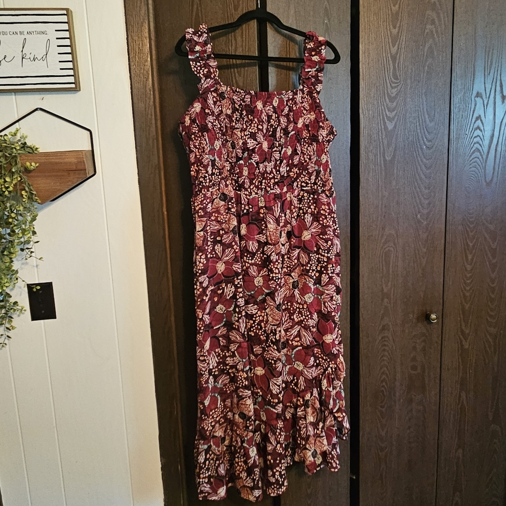 Floral Asymmetrical Ruffle Hem Dress
